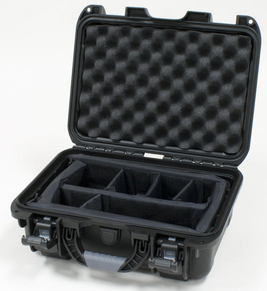 Waterproof case w/divider system; 13.8"x9.3"x6.2"