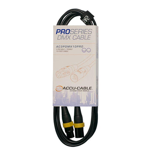 Accu-Cable 10ft Pro Series 3-Pin DMX Cable - AC3PDMX10PRO