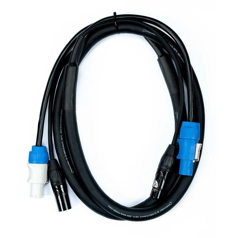 Accu-Cable 12ft 3-Pin DMX + Locking Power Cable - AC3PPCON12
