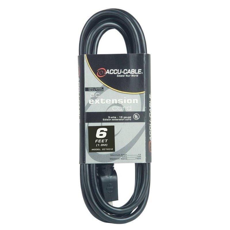 Accu-Cable 6ft AC Power Cable (16 AWG, Black) - EC-163-6