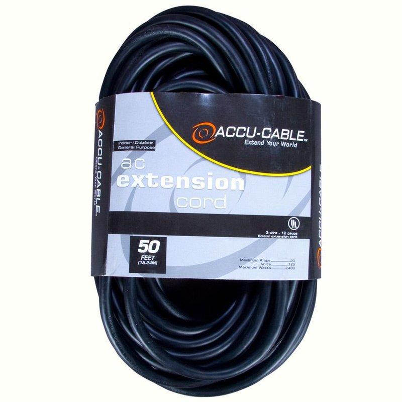 Accu-Cable 50ft AC Power Cable (16 AWG, Black) - EC-163-50